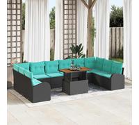 vidaXL Tuin Sofa Set 11 st Zwart Poly riet