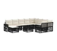 vidaXL Set Divano da Giardino 11 pz Nero polyrattan