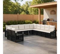 vidaXL Set Divano da Giardino 11 pz Nero polyrattan