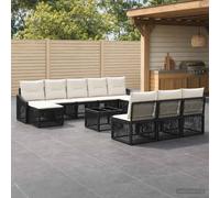 vidaXL Set Divano da Giardino 11 pcs Nero polyrattan, Divano Modulare da Esterno, Rattan Resistente, Piedini Regolabili, per Patio, Terrazza o Relax in Giardino