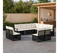 vidaXL Set di divani da giardino, 11 pezzi, nero, in rattan sintetico, moderno per giardino, resistente alle intemperie, modulare, divano lounge in rattan e mobili per il patio