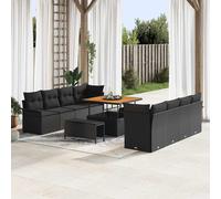vidaXL Set Divano da Giardino 11 pz Nero polyrattan