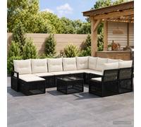 vidaXL Set Divano da Giardino 11 pz Nero polyrattan