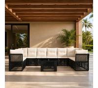 vidaXL Set Divano da Giardino 11 pz Nero polyrattan