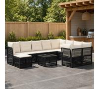 vidaXL Set Divano da Giardino 11 pz Nero polyrattan