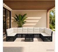 vidaXL Set di divani da giardino, 11 pezzi, colore nero polyrattan, divano da giardino moderno, resistente alle intemperie, sedili regolabili, design modulare, cuscini in poliestere