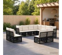 vidaXL Set di divani da giardino, 11 pezzi, nero, in rattan sintetico, set di divani modulari per giardino, mobili resistenti alle intemperie, patio moderno