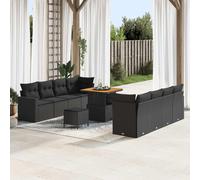 vidaXL Set Divano da Giardino 11 pz Nero polyrattan