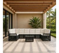 vidaXL Set Divano da Giardino 11 pz Nero polyrattan