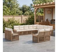 vidaXL Set di divani da giardino, 12 pezzi, beige e bianco crema, divano da giardino, design moderno, modulo resistente al tempo, mobili in rattan, set comodo per esterni, regolabile