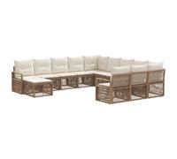 vidaXL Set Divano da Giardino 12 pcs Beige polyrattan