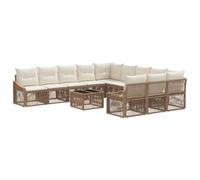 vidaXL Set Divano da Giardino 12 pcs Beige polyrattan, Divano da giardino moderno, resistente alle intemperie, con piedi regolabili per rilassarsi all'aperto