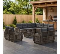 vidaXL Set di divani da giardino, 12 pezzi, grigio e grigio scuro, divano da giardino modulare e moderno, resistente alle intemperie, poltrone comode, mobili in rattan per esterni