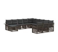 vidaXL Set di divani da giardino, 12 pezzi, grigio e grigio scuro, divano da giardino moderno, resistente alle intemperie, mobile modulare per esterni, design in rattan, cuscini rimovibili, gambe