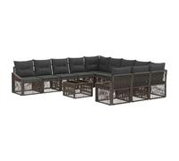 vidaXL Set Divano da Giardino 12 pcs Grigio polyrattan, Divano da giardino moderno, resistente alle intemperie, con piedi regolabili per rilassarsi all'aperto