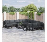 vidaXL Set Divano da Giardino 12 pcs Nero 71.5 x 71.5 x 71 cm