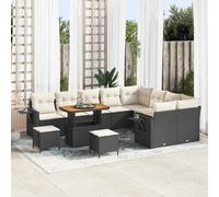 vidaXL Set Divano da Giardino 12 pcs Nero polyrattan