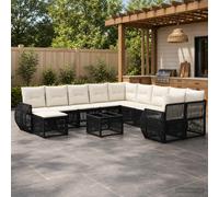 vidaXL Set Divano da Giardino 12 pcs Nero polyrattan