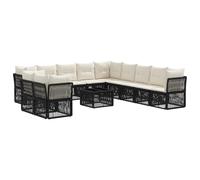 vidaXL Set di divani da giardino, 12 pezzi, colore nero polyrattan, divano moderno da giardino, mobili da esterno resistenti alle intemperie, set modulabile in rattan, salotto da patio