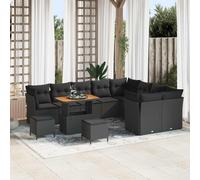 vidaXL Set Divano da Giardino 12 pcs Nero polyrattan