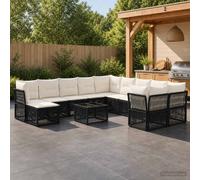 vidaXL Set Divano da Giardino 12 pz Nero polyrattan