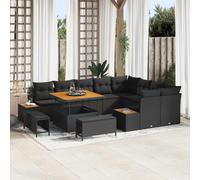 vidaXL Set Divano da Giardino 12 pcs Nero polyrattan