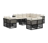 vidaXL Set di divani da giardino, 12 pezzi, colore nero polyrattan, mobili da esterno moderni, divano modulabile, chaise longue, relax in giardino, resistente alle intemperie