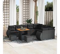 vidaXL Set Divano da Giardino 12 pcs Nero polyrattan