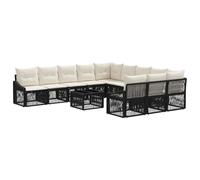 vidaXL Set Divano da Giardino 12 pcs Nero polyrattan, Divano da giardino moderno, resistente alle intemperie, con piedi regolabili per rilassarsi all'aperto