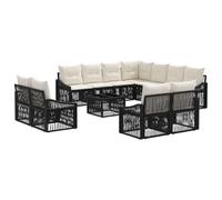vidaXL Set Divano da Giardino 12 pcs Nero polyrattan, Set divano moderno per giardino, design resistente agli agenti atmosferici, comodi cuscini, mobili da patio duraturi