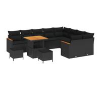 vidaXL Set Divano da Giardino 12 pcs Nero Rattan in Polipropilene