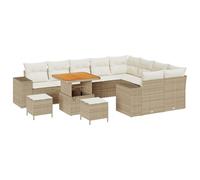 vidaXL Set Divano da Giardino 12 Pezzi con Cuscini Beige Polyrattan e Bianco Crema Mobili da Esterno Contemporanei Resistenti ai Raggi UV Sezionale Ideale per Patios e Giardini. Posti Modulari Resis