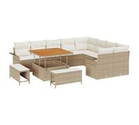 vidaXL Set Divano da Giardino 12 Pezzi con Cuscini Beige Polyrattan Seduta Esterna Confortevole Stile Moderno Sedia Mobili da Patio Grande Lounge