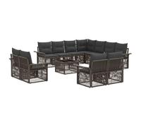 vidaXL Set divano da giardino, 12 pezzi, grigio e grigio scuro, divano da giardino moderno, resistente alle intemperie, mobili modulari in polyrattan, stile per il vostro patio