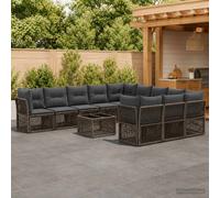 vidaXL Set Divano da Giardino 12 pz 11-Posti Grigio polyrattan