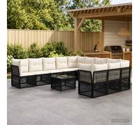 vidaXL Set Divano da Giardino 12 pz 11-Posti Nero polyrattan