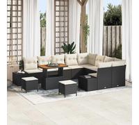 vidaXL Set Divano da Giardino 12 pz 11 posto Nero Poly Rattan