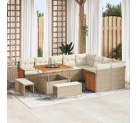 vidaXL Set Divano da Giardino 12 pz 12-Numero di posti Beige e Crema