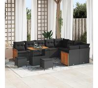 vidaXL Set Divano da Giardino 12 pz 12-Numero di posti Nero