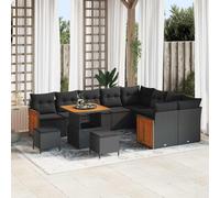 vidaXL Set Divano da Giardino 12 pz 12-Numero di posti Nero