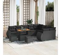 vidaXL Set Divano da Giardino 12 pz 12-Numero di posti Nero