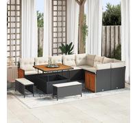 vidaXL Set Divano da Giardino 12 pz 12-Numero di posti Nero e Crema