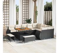 vidaXL Set Divano da Giardino 12 pz 12-Numero di posti Nero e Crema