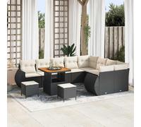 vidaXL Set Divano da Giardino 12 pz 12-Numero di posti Nero e Crema