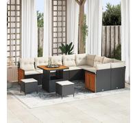 vidaXL Set Divano da Giardino 12 pz 12-Numero di posti Nero e Crema