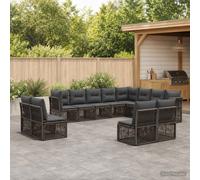 vidaXL Set Divano da Giardino 12 pz 12-Posti Grigio polyrattan