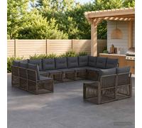 vidaXL Set Divano da Giardino 12 pz 12-Posti Grigio polyrattan