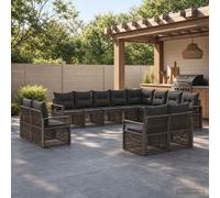 vidaXL Set Divano da Giardino 12 pz 12-Posti Grigio polyrattan