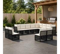 vidaXL Set Divano da Giardino 12 pz 12-Posti Nero polyrattan