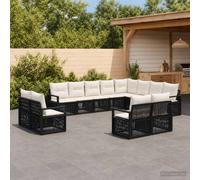 vidaXL Set Divano da Giardino 12 pz 12-Posti Nero polyrattan